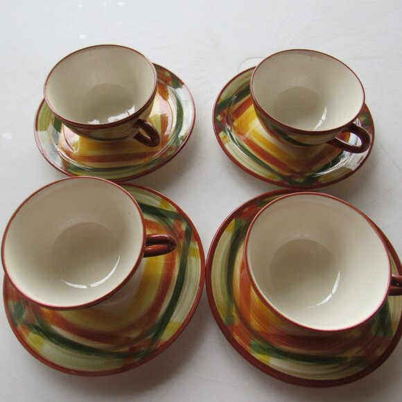 Set of 4 MCM Vernonware Cups and Saucers - Picture 2 of 5